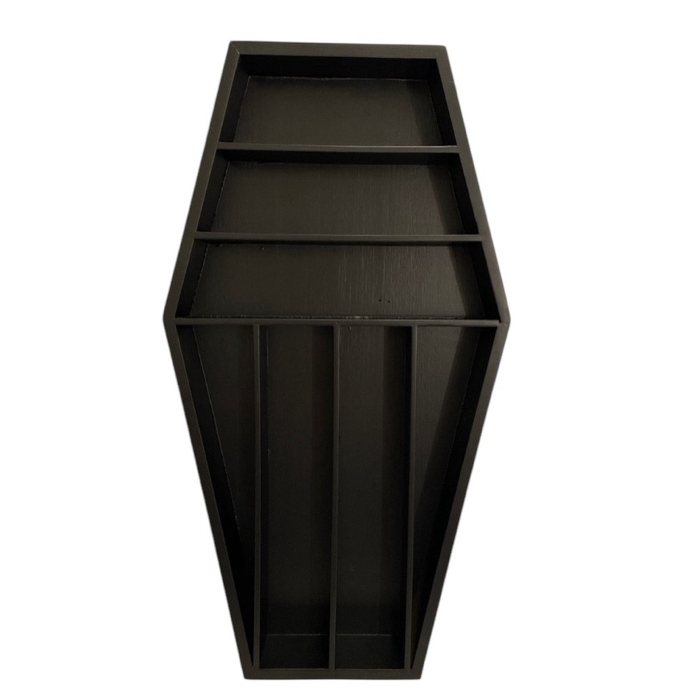 NIB BLACK COFFIN - SHAPED MAKEUP ORGANIZER/TRINKET DISPLAY CASE